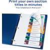 imageAvery Plastic 8 Tab Binder Dividers Customizable Table of Contents Multicolor Tabs 1 Set 11817