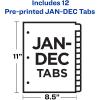 imageAvery PrePrinted JanDec Plastic Dividers for 3 Ring Binders 12Tab Set Multicolor 1 Set 11331Binder Divider