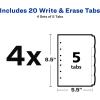 imageAvery Write ampamp Erase Durable Plastic Mini Dividers for 3 Ring Binders and 7Ring Binders 55quot x 85quot 5Tab Set Multicolor 1 Set 1618055 x 85 inches