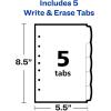 imageAvery Write ampamp Erase Durable Plastic Mini Dividers for 3 Ring Binders and 7Ring Binders 55quot x 85quot 5Tab Set Multicolor 1 Set 1618055 x 85 inches