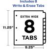 imageAvery Write ampamp Erase Pocket Plastic Dividers for 3 Ring Binders 8Tab Sets Multicolor Tabs Viewable Beyond Sheet Protectors 1 Set 16177Brights