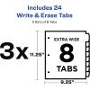 imageAvery Write ampamp Erase Pocket Plastic Dividers for 3 Ring Binders 8Tab Sets Multicolor Tabs Viewable Beyond Sheet Protectors 1 Set 16177Pastel