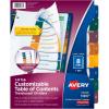 imageAvery Plastic 8 Tab Binder Dividers Customizable Table of Contents Multicolor Tabs 1 Set 11817