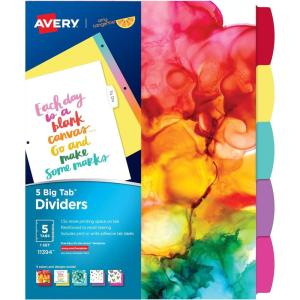imageAvery  Amy Tangerine Designer Collection Big Tab Dividers for 3 Ring Binders 5Tab Set Rainbow Vibes 1 Set 11394