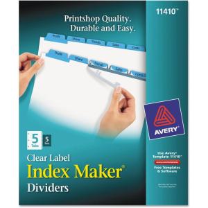imageAvery 12 Tab Dividers for 3 Ring Binder Easy Print ampamp Apply Clear Label Strip Index Maker Customizable Multicolor Tabs 5 Sets 11405Blue