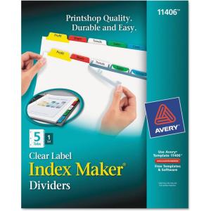 imageAvery 12 Tab Dividers for 3 Ring Binder Easy Print ampamp Apply Clear Label Strip Index Maker Customizable Multicolor Tabs 5 Sets 11405Clear