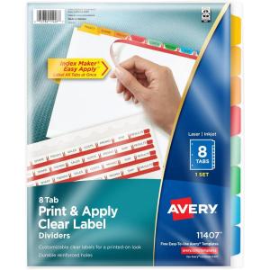 imageAvery 12 Tab Dividers for 3 Ring Binder Easy Print ampamp Apply Clear Label Strip Index Maker Customizable Multicolor Tabs 5 Sets 11405Multi Color