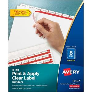 imageAvery 5 Tab Dividers for 3 Ring Binder Easy Print ampamp Apply Clear Label Strip Index Maker Customizable White Tabs 5 Sets 11436100 sets