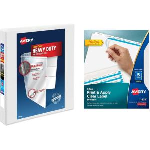 imageAvery 5 Tab Dividers for 3 Ring Binder Easy Print ampamp Apply Clear Label Strip Index Maker Customizable White Tabs 5 Sets 11436BinderDivider Set