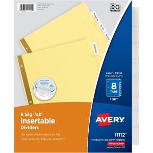imageAvery 8Tab Binder Dividers Insertable Clear Big Tabs 1 Set 11112