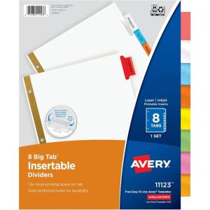 imageAvery 8Tab Binder Dividers Insertable Multicolor Big Tabs 1 Set 11123