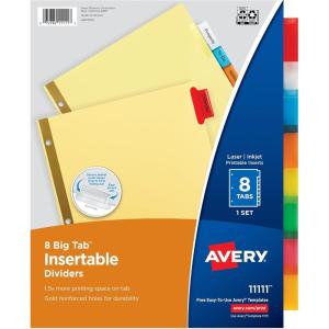 imageAvery 8Tab Binder Dividers for School Medical Office Supply or Home Organization Insertable Multicolor Big Tabs 6 Sets 111111pack