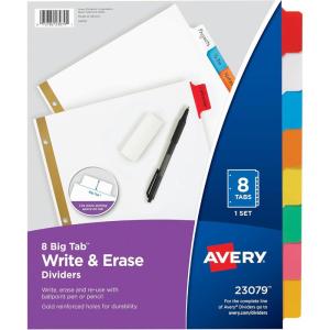 imageAvery Big Tab Write ampamp Erase Dividers for 3 Ring Binders 5Tab Set Multicolor Divider Tabs Great for Organizing Projects Reports Finances and More 6Pack of 230761 Set