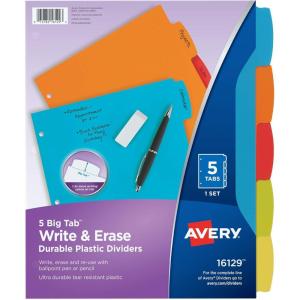 imageAvery Big Tab Write ampamp Erase Durable Plastic Dividers 8Tab Set Multicolor Brights 3 Sets 212105 tab