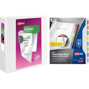 imageAvery Clear Easy View Durable Plastic Dividers for 3 Ring Binders 8Tab Set Bright Multicolor 1 Set 16741BinderDivider Set