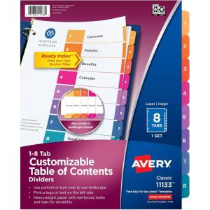 imageAvery Dividers for 3 Ring Binders 5 Tabs per Set Customizable Table of Contents Multicolor Tabs Great for Organizing HighVolume Reports Projects and More 24 Sets of 111678 tabs