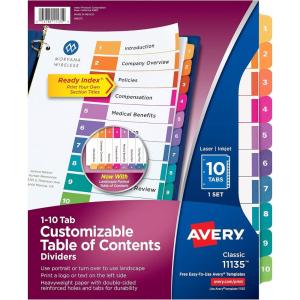 imageAvery Dividers for 3 Ring Binders 5 Tabs per Set Customizable Table of Contents Multicolor Tabs Great for Organizing HighVolume Reports Projects and More 24 Sets of 1116710 tabs