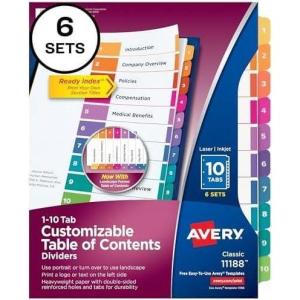 imageAvery Dividers for 3 Ring Binders 5 Tabs per Set Customizable Table of Contents Multicolor Tabs Great for Organizing HighVolume Reports Projects and More 24 Sets of 1116710 tabs Pack of 8