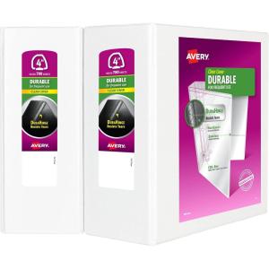 imageAvery Durable View 3 Ring Binder 4 Inch EZD Rings 2 White Binders 098014