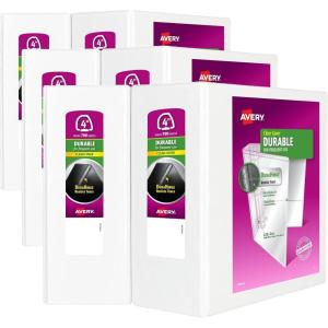imageAvery Durable View 3 Ring Binder 4 Inch EZD Rings 2 White Binders 098014 Pack of 3