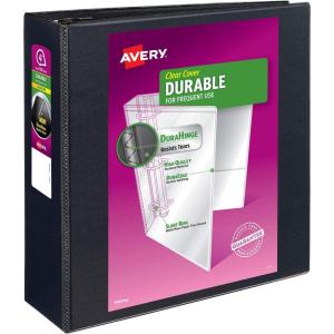 imageAvery Durable View 3 Ring Binder 4quot EZD Ring Holds 85quot x 11quot Paper 2 Black Binders 09860