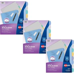 imageAvery Durable WriteOn Plastic Dividers with Erasable Tabs11quot x 8 12quot Multicolor 8 Tabs3 Sets