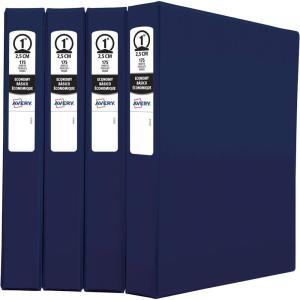 imageAvery Economy 3 Ring Binders 1quot Round Rings 4 Navy Blue Binders 19297