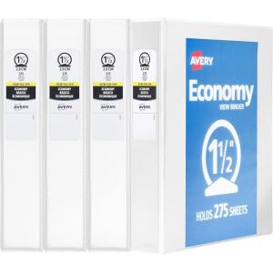 imageAvery Economy View 3 Ring Binders 3quot Round Rings 4 White Binders 0336015