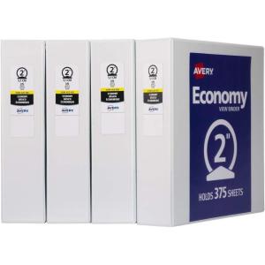 imageAvery Economy View 3 Ring Binders 3quot Round Rings 4 White Binders 033602