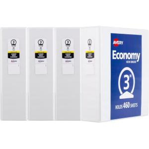 imageAvery Economy View 3 Ring Binders 3quot Round Rings 4 White Binders 033603