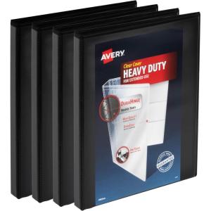 imageAvery Heavy Duty View 3 Ring Binder 05quot One Touch Slant Ring Holds 85quot x 11quot Paper 4 Black Binders 79708