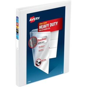 imageAvery Heavy Duty View 3 Ring Binder 05quot One Touch Slant Ring Holds 85quot x 11quot Paper 4 White Binders 797091 pack
