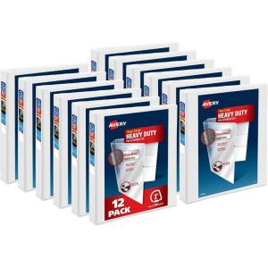 imageAvery Heavy Duty View 3 Ring Binder 05quot One Touch Slant Ring Holds 85quot x 11quot Paper 4 White Binders 7970912 pack