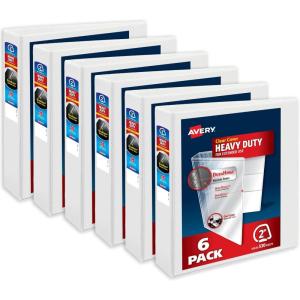 imageAvery Heavy Duty View 3 Ring Binder 05quot One Touch Slant Ring Holds 85quot x 11quot Paper 4 White Binders 797092 pack