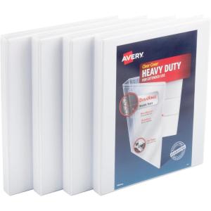 imageAvery Heavy Duty View 3 Ring Binder 05quot One Touch Slant Ring Holds 85quot x 11quot Paper 4 White Binders 797094 pack