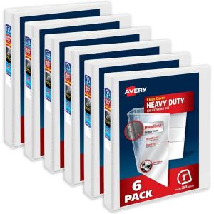 imageAvery Heavy Duty View 3 Ring Binder 05quot One Touch Slant Ring Holds 85quot x 11quot Paper 4 White Binders 797096 pack