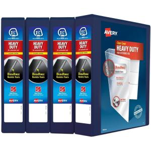 imageAvery Heavy Duty View 3 Ring Binder 15quot One Touch Slant Ring Holds 85quot x 11quot Paper 4 Navy Blue Binders 79871Blue