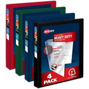 imageAvery HeavyDuty View 3 Ring Binders 15 Inch One Touch Slant Rings 375Sheet Capacity Assorted Pastel Colors 4Pack 79634  for School Office Teachers Classrooms ampamp Home OrganizationAssorted Darks