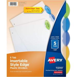 imageAvery Insertable Style Edge Plastic Dividers for 3 Ring Binders 8Tab Set Multicolor 1 Set 112015 Tabs