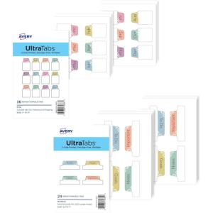 imageAvery Margin Ultra Tabs 25quot x 1quot Pastel Sparkle Shimmer Designs 16 Repositionable Page Tabs 74150JandecPlanner
