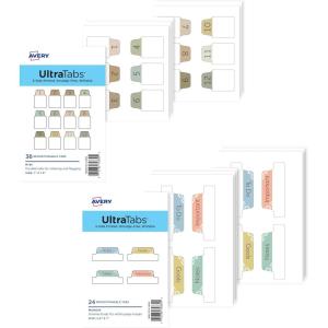imageAvery Margin Ultra Tabs 25quot x 1quot Pastel Sparkle Shimmer Designs 16 Repositionable Page Tabs 74150NumbersPlanner