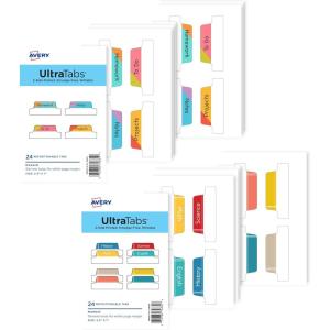 imageAvery Margin Ultra Tabs 25quot x 1quot Pastel Sparkle Shimmer Designs 16 Repositionable Page Tabs 74150StudentSchool Subjects