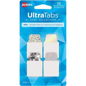 imageAvery Mini Ultra Tabs 1quot x 15quot 2Side Writable Assorted Primary Colors 80 Repositionable Tabs 74763Holographic Iridescent