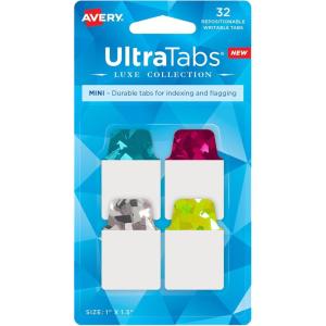 imageAvery Mini Ultra Tabs 1quot x 15quot 2Side Writable Assorted Primary Colors 80 Repositionable Tabs 74763Holographic Jewel Tone