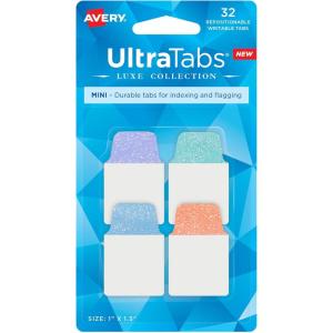 imageAvery Mini Ultra Tabs 1quot x 15quot 2Side Writable Assorted Primary Colors 80 Repositionable Tabs 74763Pastel Sparkle Shimmer