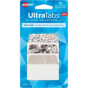 imageAvery MultiUse Ultra Tabs 2quot x 15quot Holographic Iridescent Designs 18 Repositionable Page Tabs 74145Holographic Iridescent