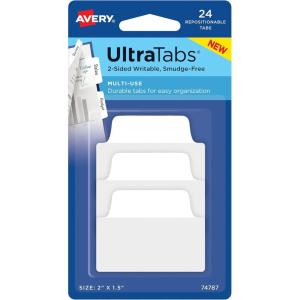 imageAvery MultiUse Ultra Tabs 2quot x 15quot Holographic Iridescent Designs 18 Repositionable Page Tabs 74145White