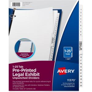 imageAvery Premium Collated Legal Exhibit Binder Dividers with Tabs 125 and Table of Contents 85 x 11 Inches Binder Divider with Tabs Avery Style 11370One Size Pack of 12