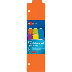imageAvery Snapin Bookmark Plastic Dividers for 3 Ring Binders 5Tab Set Multicolor with White Labels 1 Set 249081 Pack