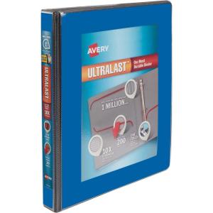 imageAvery Ultralast 3 Ring Binders 1 Inch Slant Rings Assorted 2 Black 2 Blue 1 Red 1 White 6 Binders 79728Blue